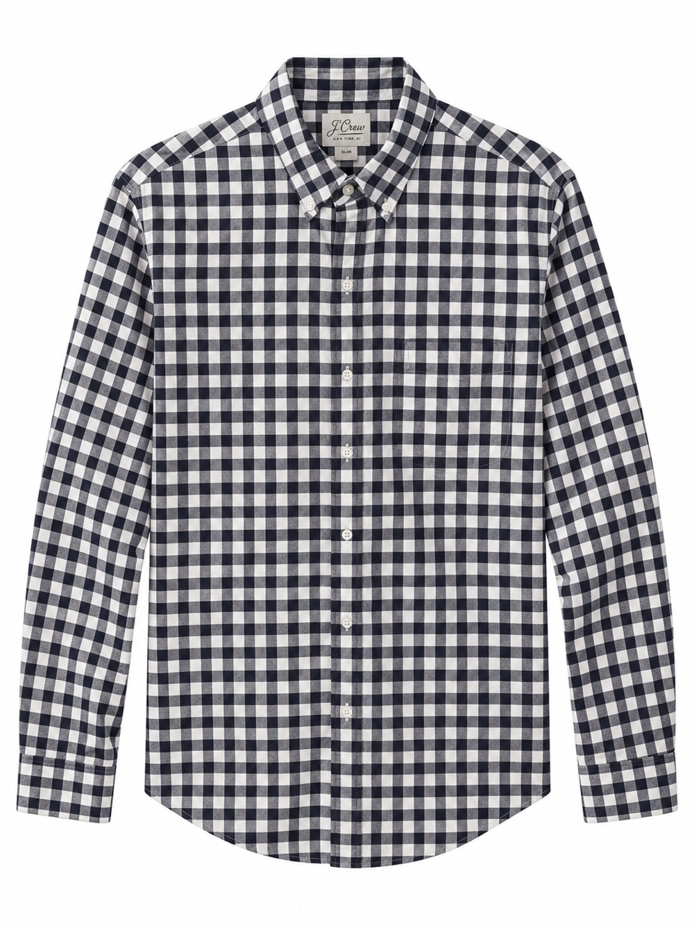 J.Crew Slim Stretch Secret Wash Navy & White Gingham Shirt Men’s M - Picture 3 of 4
